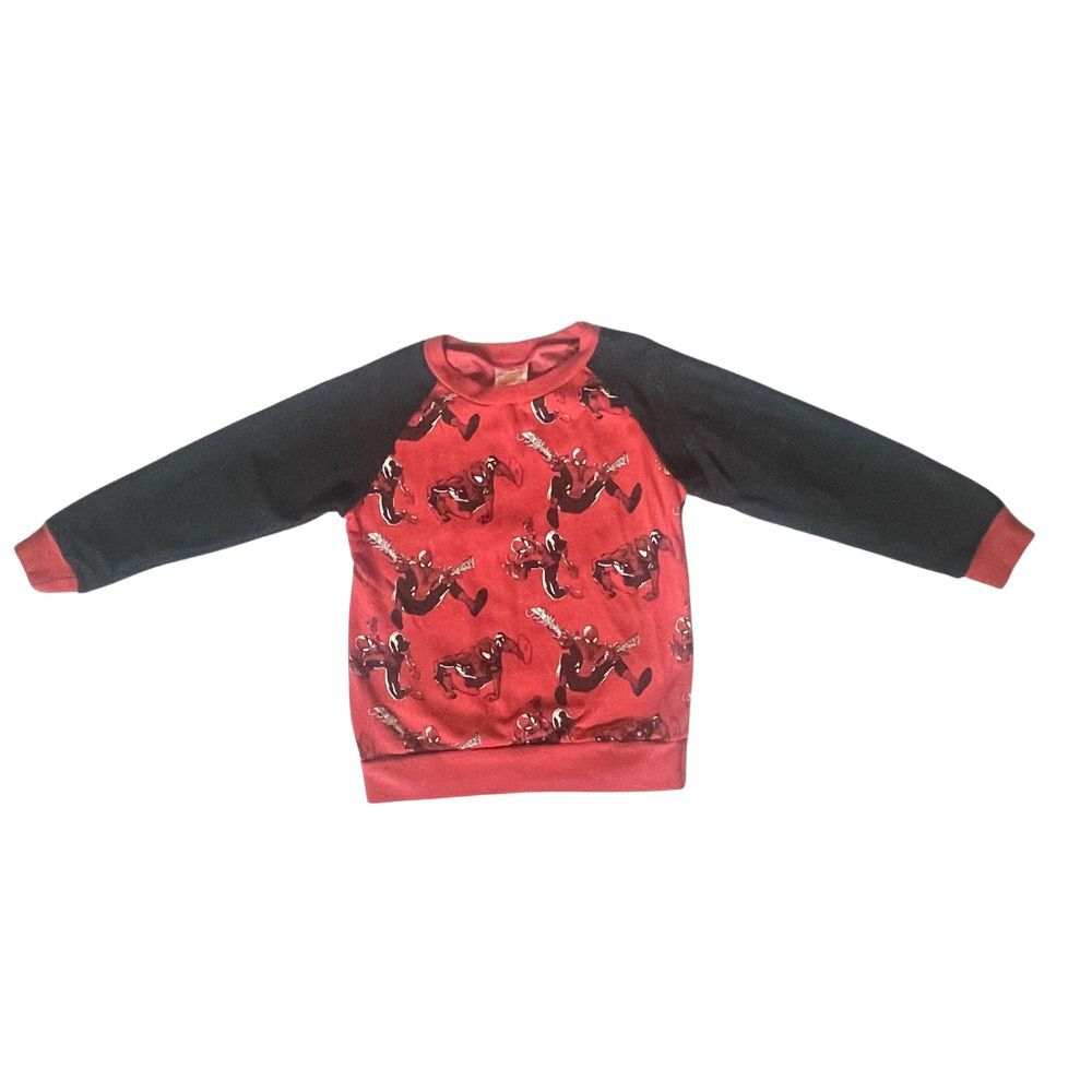Marvel Comics Spiderman Sweatshirt Size 4T Red Black Raglan Pullover